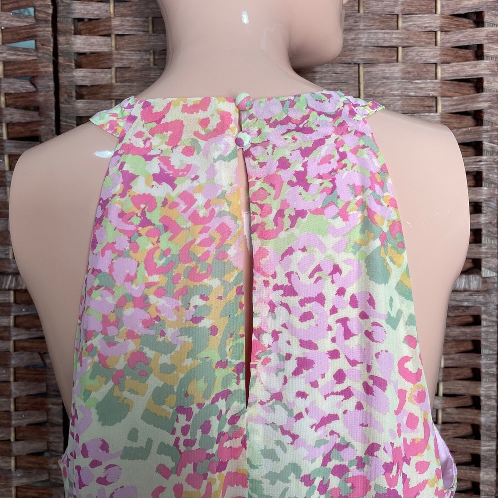 Sleeveless Pastel Animal Print Midi Dress, Boho Dopamine Rainbow Party,Size 12. - Picture 6 of 9